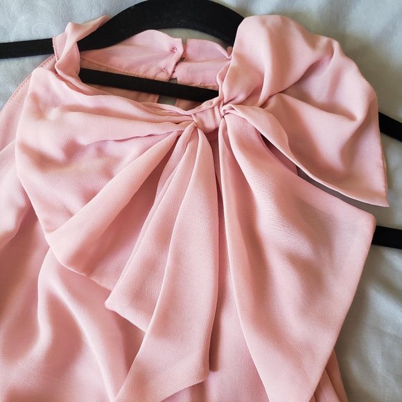 NY&C Blush Bow Halter Blouse - Picture 4 of 6